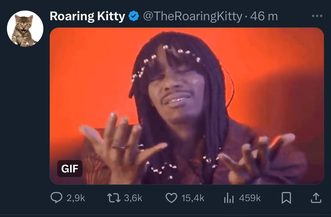 ROARING KITTY NEW TWEET